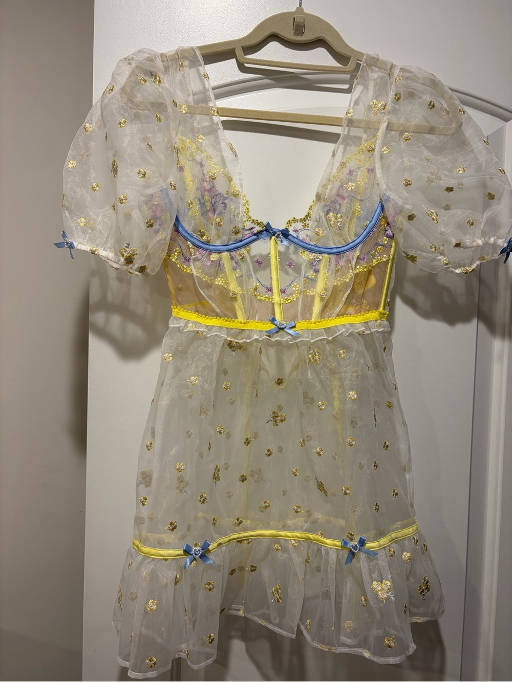 For Love & Lemons Lavender Meadows Embroidery Slip Dress
